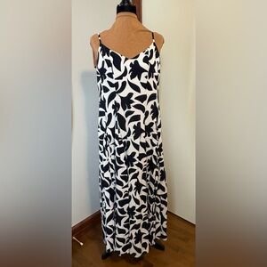 Christian Lacroix Black and White Long Maxi Linen Dress